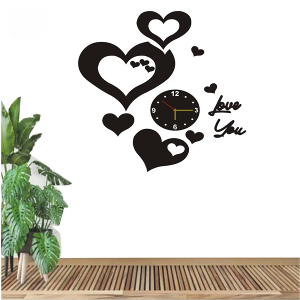 Heart Wooden clock, Laser cut wooden heart wall clock,