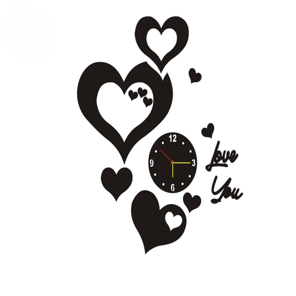 Heart Wooden clock, Laser cut wooden heart wall clock,