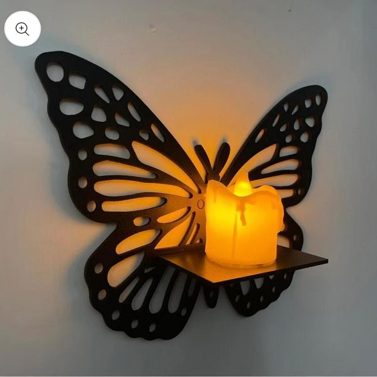 Butterfly Wall Candle Holders – MDF Wood – Pack of 3 with Electric Candles