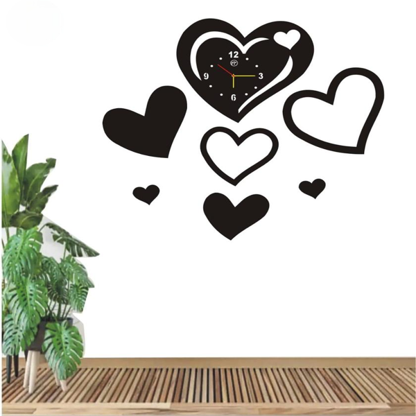 🖤 Heart Style Wall Clock – Modern DIY Acrylic Décor