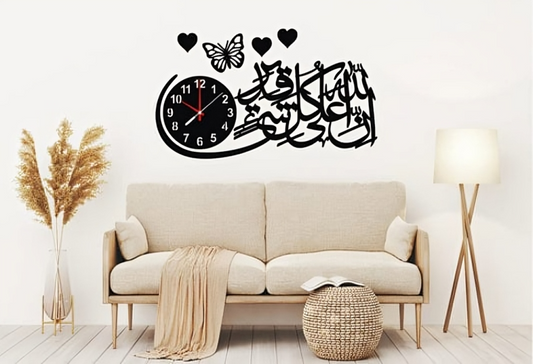 🕋 Islamic Wall Clock – “Indeed, Allah is Over All Things Competent” – MDF |
