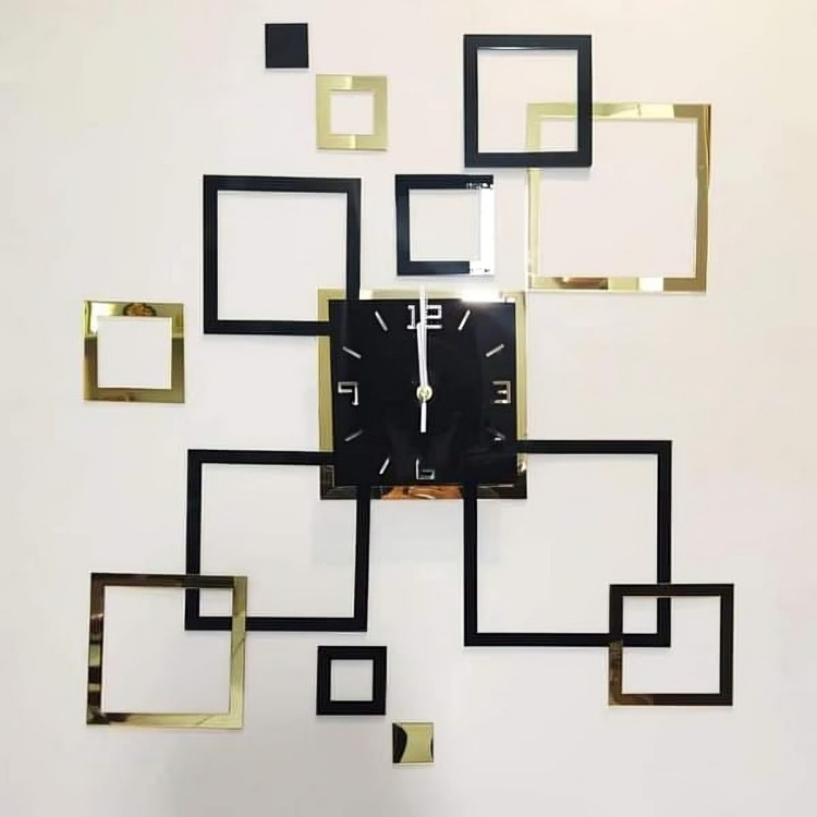 🟨⬛ Modern Geometric Wall Clock – Black & Yellow Acrylic Art | Bold Home Décor Piece 🕒
