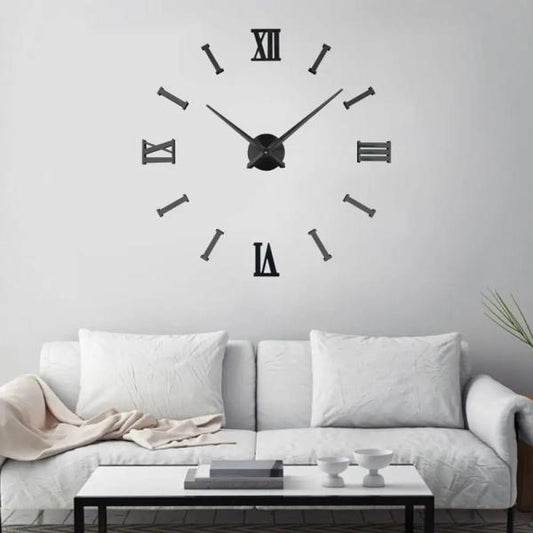 🕰️ Modern Roman Wall Clock – 48x48" | MDF Material 🖤