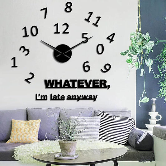 🕒 "Whatever, I'm Late Anyway" Wall Clock – Quirky & Fun Decor! 😄