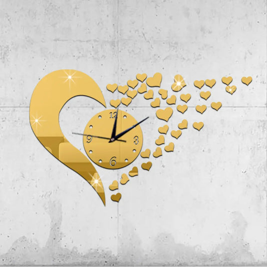 Acrylic Mirror Wall Clock love Infinite Decorative Mirror Clock Mute Wall Clock 3d